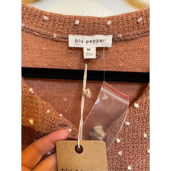 Blu Pepper Polka Dot Henley Style Long Sleeve size M NWT - Picture 5 of 15